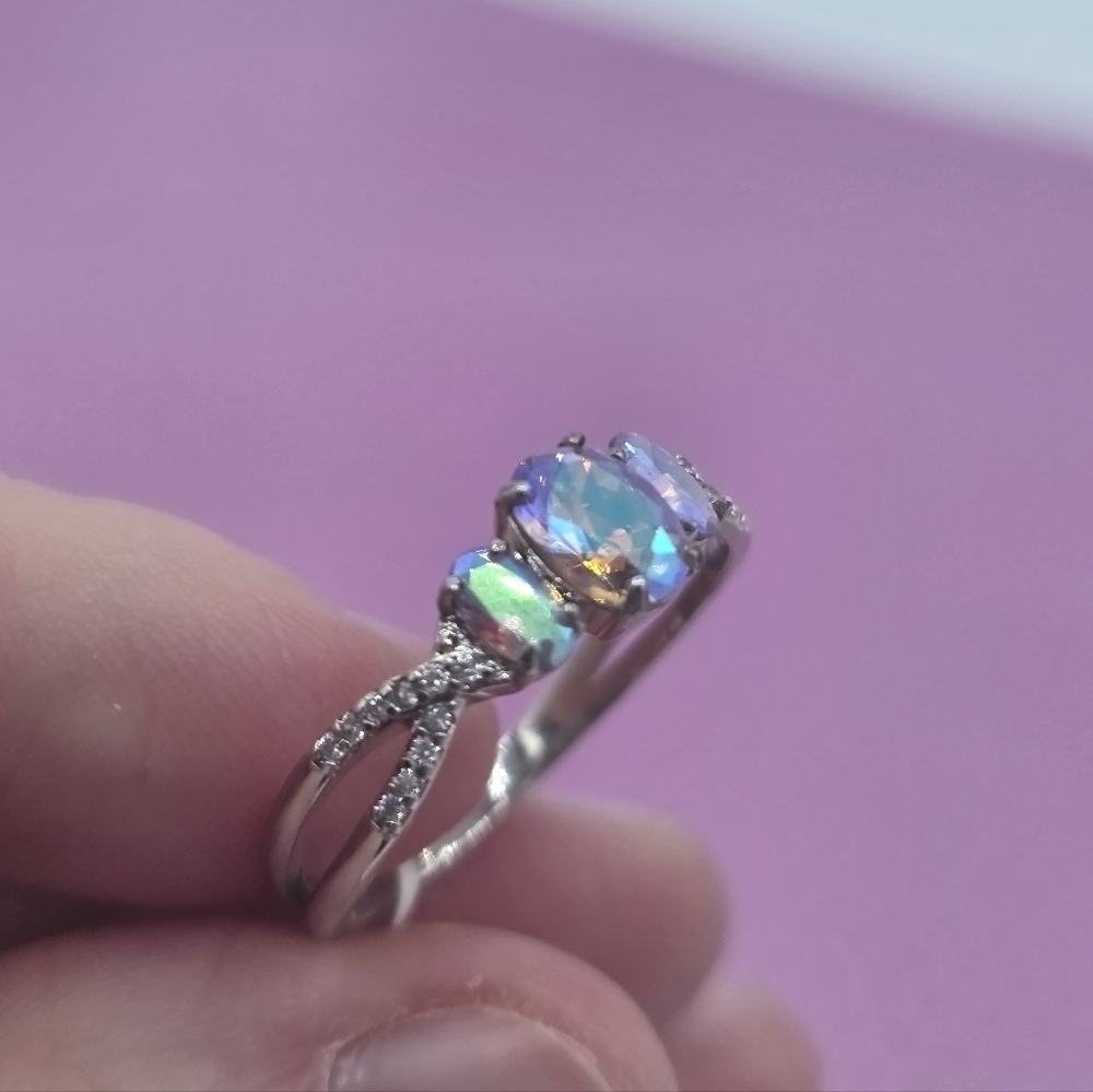 Charmed Aroma Purple Aurora 3-Stone Ring Size 10 - Picture 4 of 6
